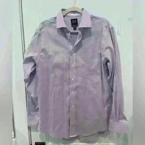 Jos A. Bank Traveler Tech Purple Gingham Dress Shirts, 16.5-34